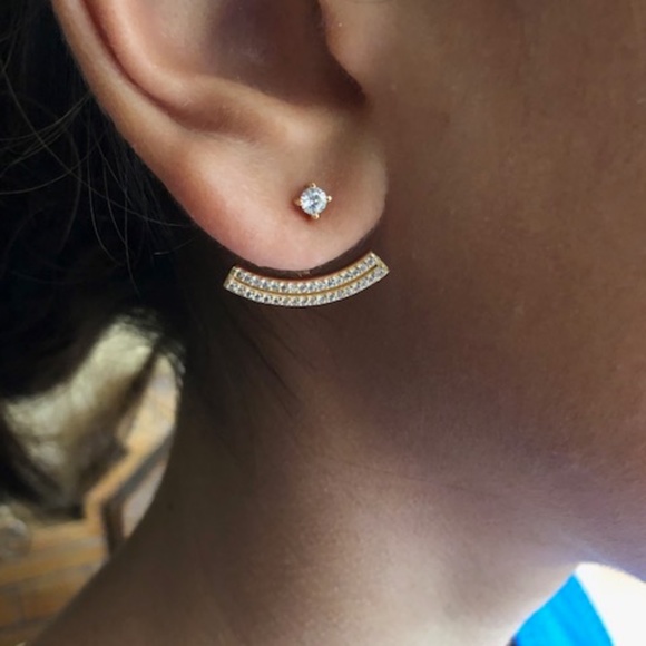 Gold Crescent Ear Jackets - Picture 4 of 4